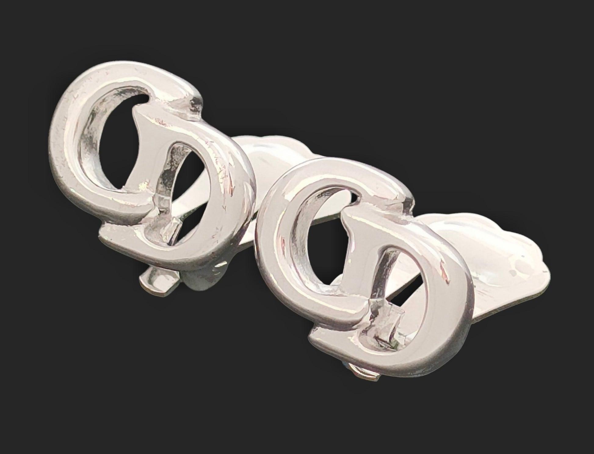 Dior Christian Dior Silver Color Logo Design Earrings G Earrings