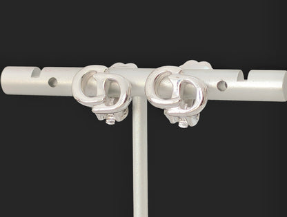 Dior Christian Dior Silver Color Logo Design Earrings G Earrings