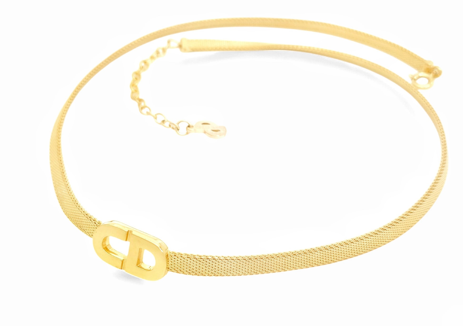 Dior Christian Dior Gold Choker Necklace with Logo Design, GEARMANY Stamp, 13.1g