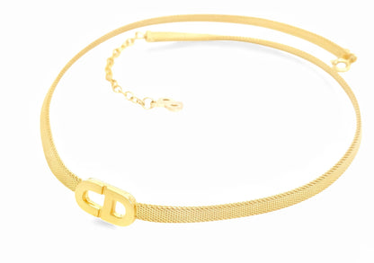 Dior Christian Dior Gold Choker Necklace with Logo Design, GEARMANY Stamp, 13.1g