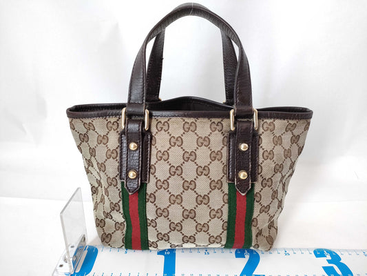 GUCCI GG Canvas GUCCI Handbag 139261 Sherry Line Brown Handbag