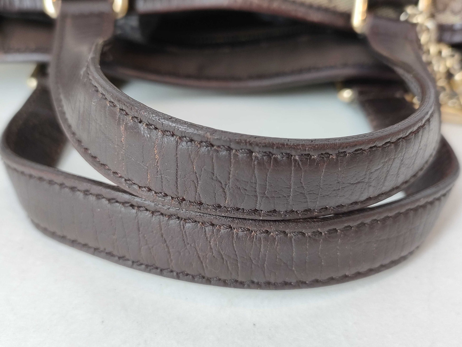 GUCCI GG Canvas GUCCI Handbag 139261 Sherry Line Brown Handbag