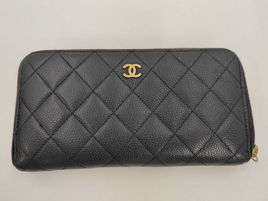 CHANEL CHANEL Lambskin Round Zip Long Wallet