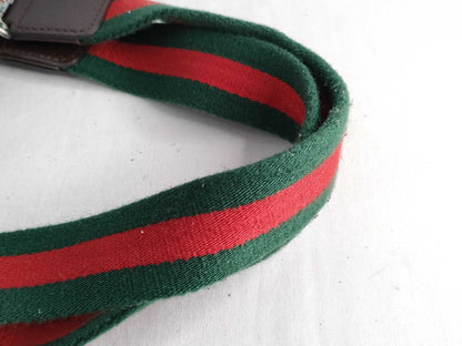 GUCCI GG Canvas [Gucci] GUCCI GG Canvas Sherry Line Tote Bag Shoulder Tote Canvas Leather Navy Blue Red 145810 [Pre-owned] Tote Bag