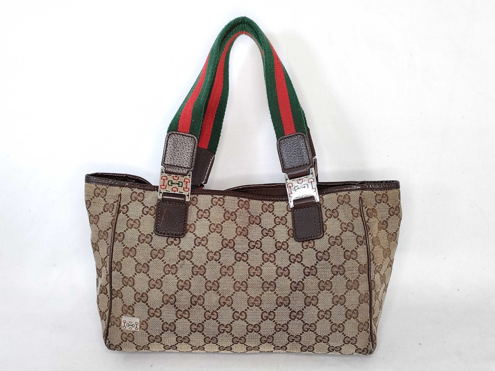 GUCCI GG Canvas [Gucci] GUCCI GG Canvas Sherry Line Tote Bag Shoulder Tote Canvas Leather Navy Blue Red 145810 [Pre-owned] Tote Bag