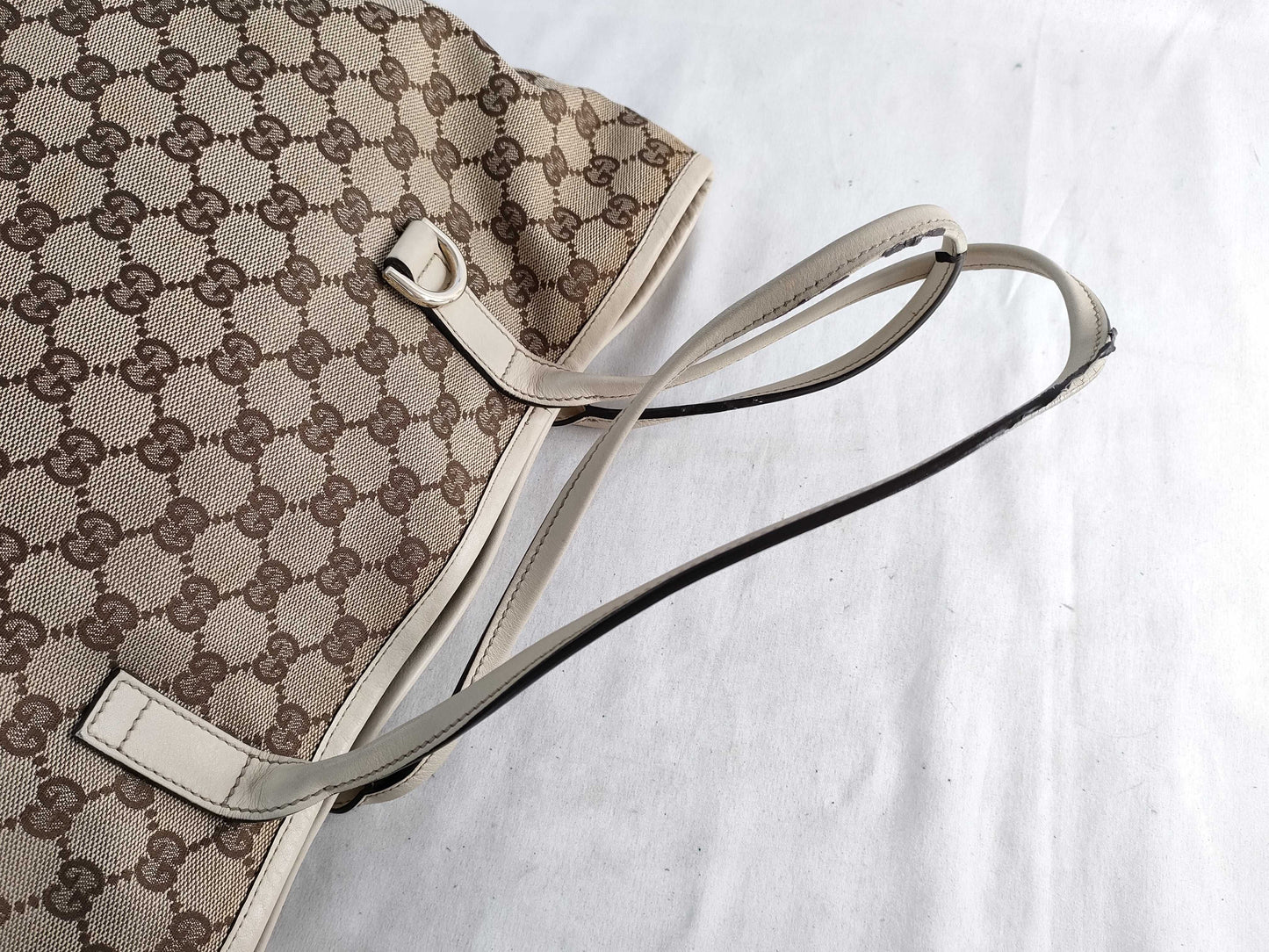 GUCCI GG Canvas [Gucci] GUCCI Bag 169946 KQWFG Beige x White New Brit GG Canvas Leather Women's [Brand] [Parallel Import] Tote Bag