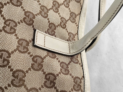 GUCCI GG Canvas [Gucci] GUCCI Bag 169946 KQWFG Beige x White New Brit GG Canvas Leather Women's [Brand] [Parallel Import] Tote Bag