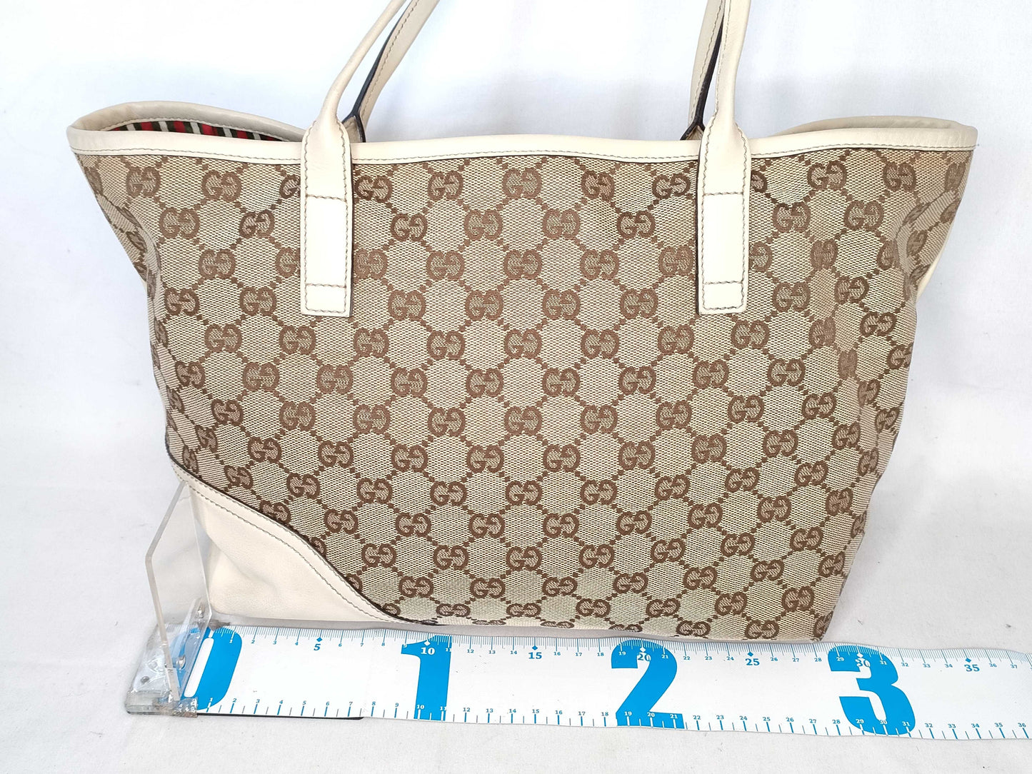 GUCCI GG Canvas [Gucci] GUCCI Bag 169946 KQWFG Beige x White New Brit GG Canvas Leather Women's [Brand] [Parallel Import] Tote Bag