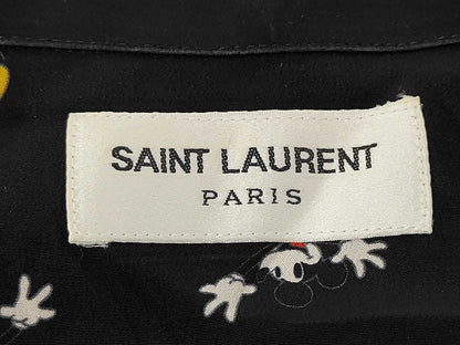SAINT LAURENT Brand Apparel Yves Saint Laurent Paris Disney Mickey Mouse All-Over Print Short Sleeve Shirt Black 531956 Size 37 T-Shirt