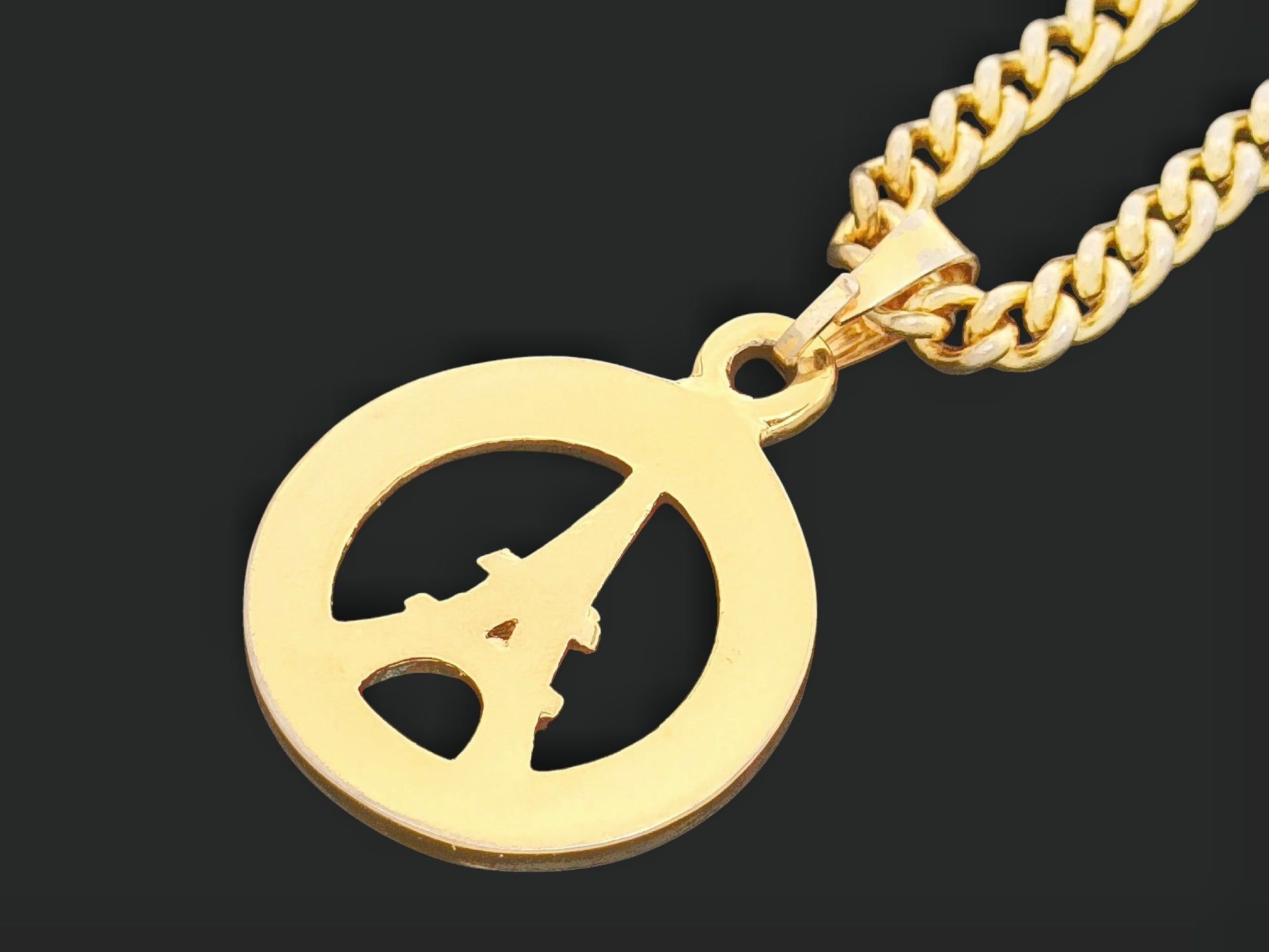 CELINE CELINE Gold-Colored Rhinestone Eiffel Tower Pendant Necklace, 14.8g