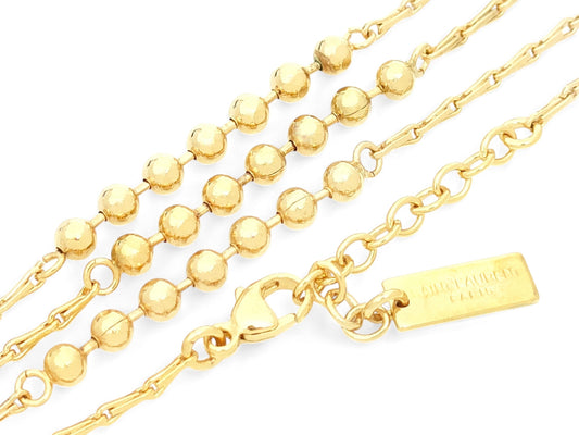 SAINT LAURENT SAINT LAURENT PARIS Gold-Colored 4-Ball Chain Necklace, 6.4g