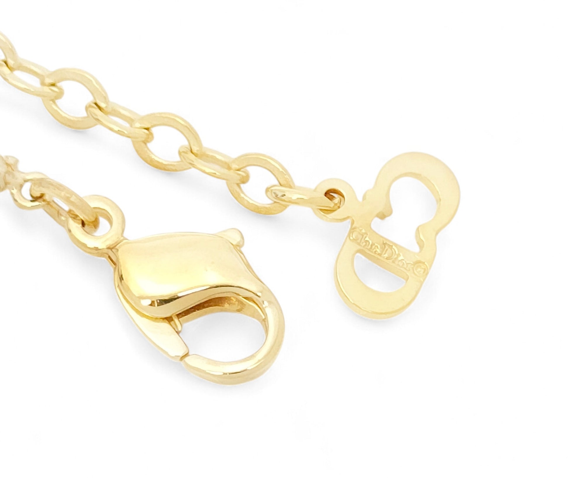 Dior Christian Dior Gold-Colored Logo Bag Design Pendant Necklace 14.3g Ring