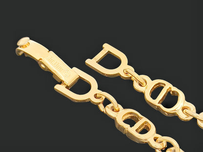 Dior Christian Dior Gold-Color Metal Logo Design Bracelet, 6.3g