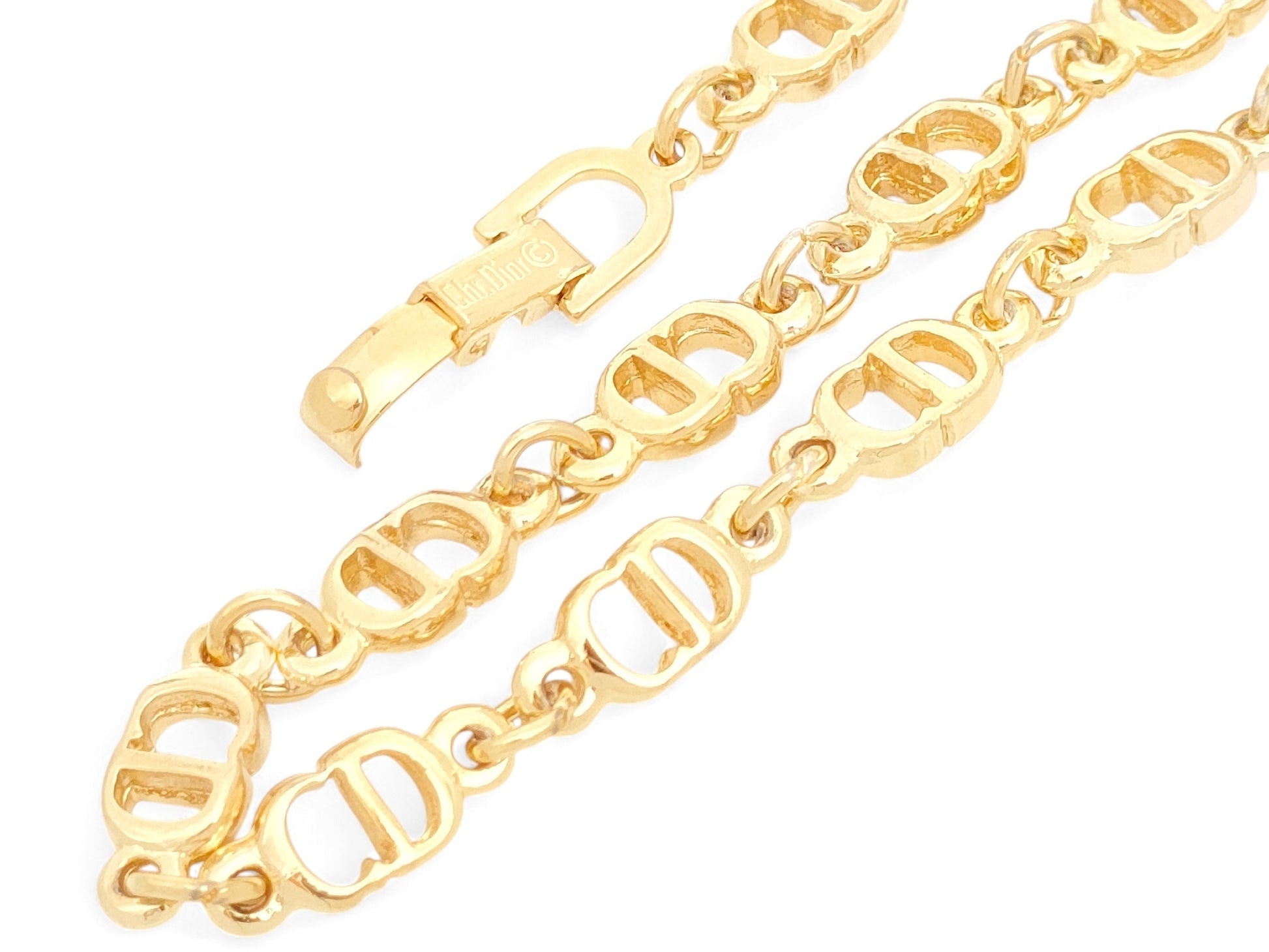 Dior Christian Dior Gold-Color Metal Logo Design Bracelet, 6.3g