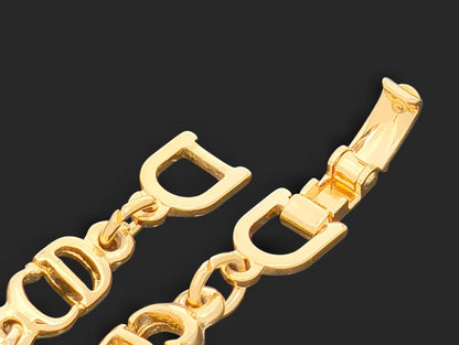 Dior Christian Dior Gold-Color Metal Logo Design Bracelet, 6.3g
