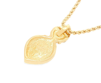 Dior Christian Dior Gold-Colored Pendant Necklace with Green Stone, Motif & Rhinestone, GEARMANY Stamp, 8.1g