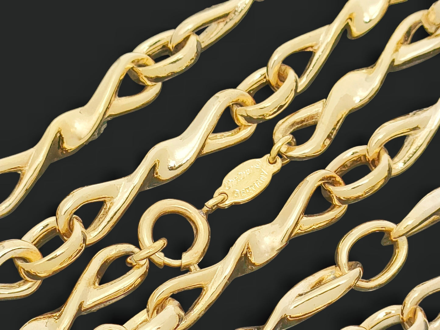 Dior Christian Dior Gold-Colored Motif Design Chain Necklace with GEARMANY Stamp, 41g