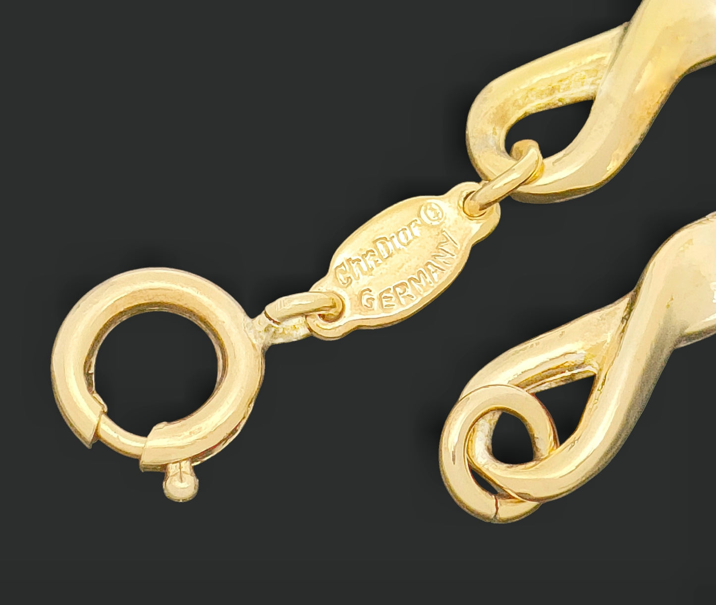 Dior Christian Dior Gold-Colored Motif Design Chain Necklace with GEARMANY Stamp, 41g