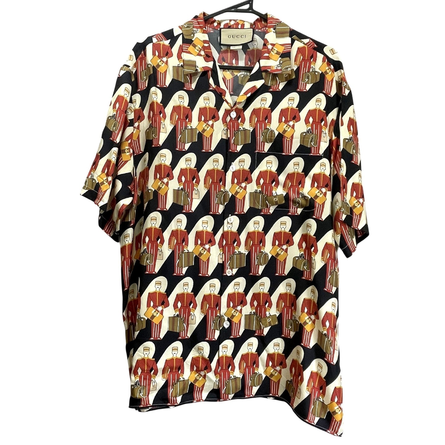 GUCCI 747087 23SS Silk Bowling Shirt, Size 48, Men's, Multicolor