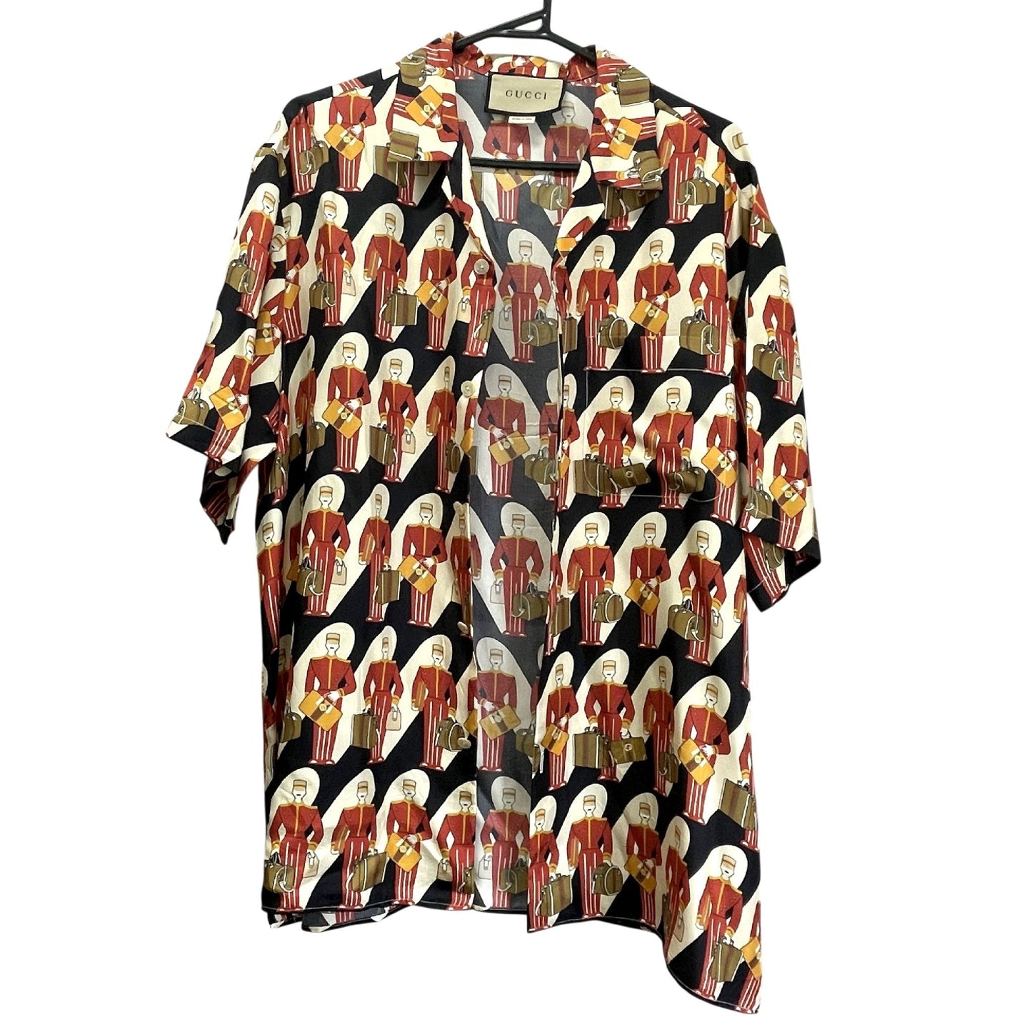 GUCCI 747087 23SS Silk Bowling Shirt, Size 48, Men's, Multicolor