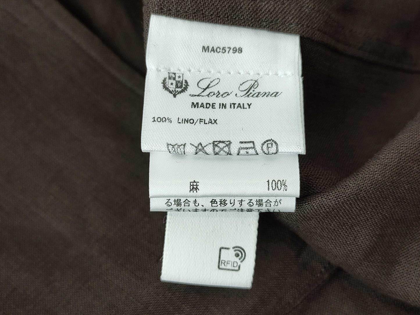 Loro Piana 100% Linen Brown Men's Medium Shirt