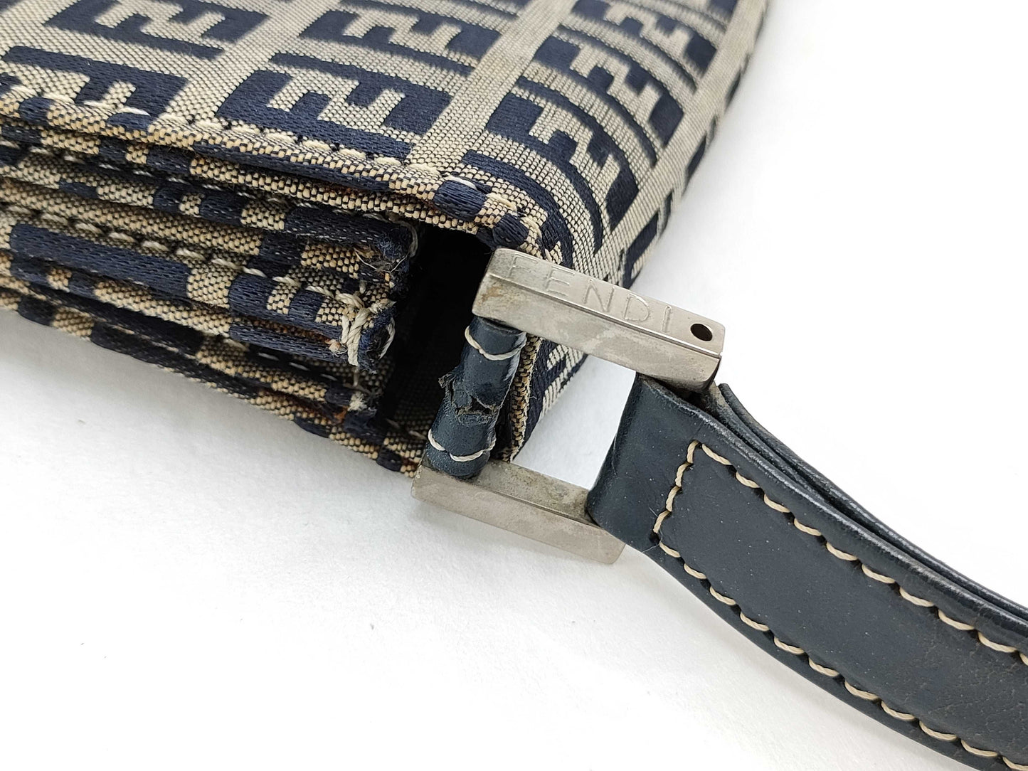 FENDI Zucca pattern Fendi Mamma Bucket Zucchino navy handbag