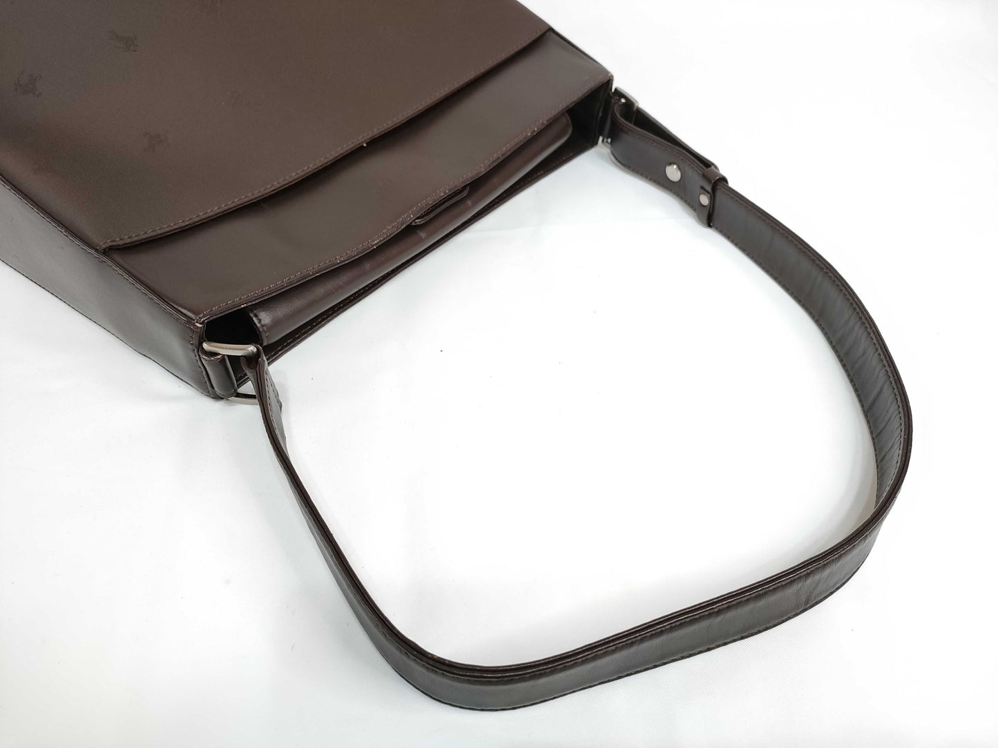 BURBERRY Nylon and Leather Shoulder Bag, Brown