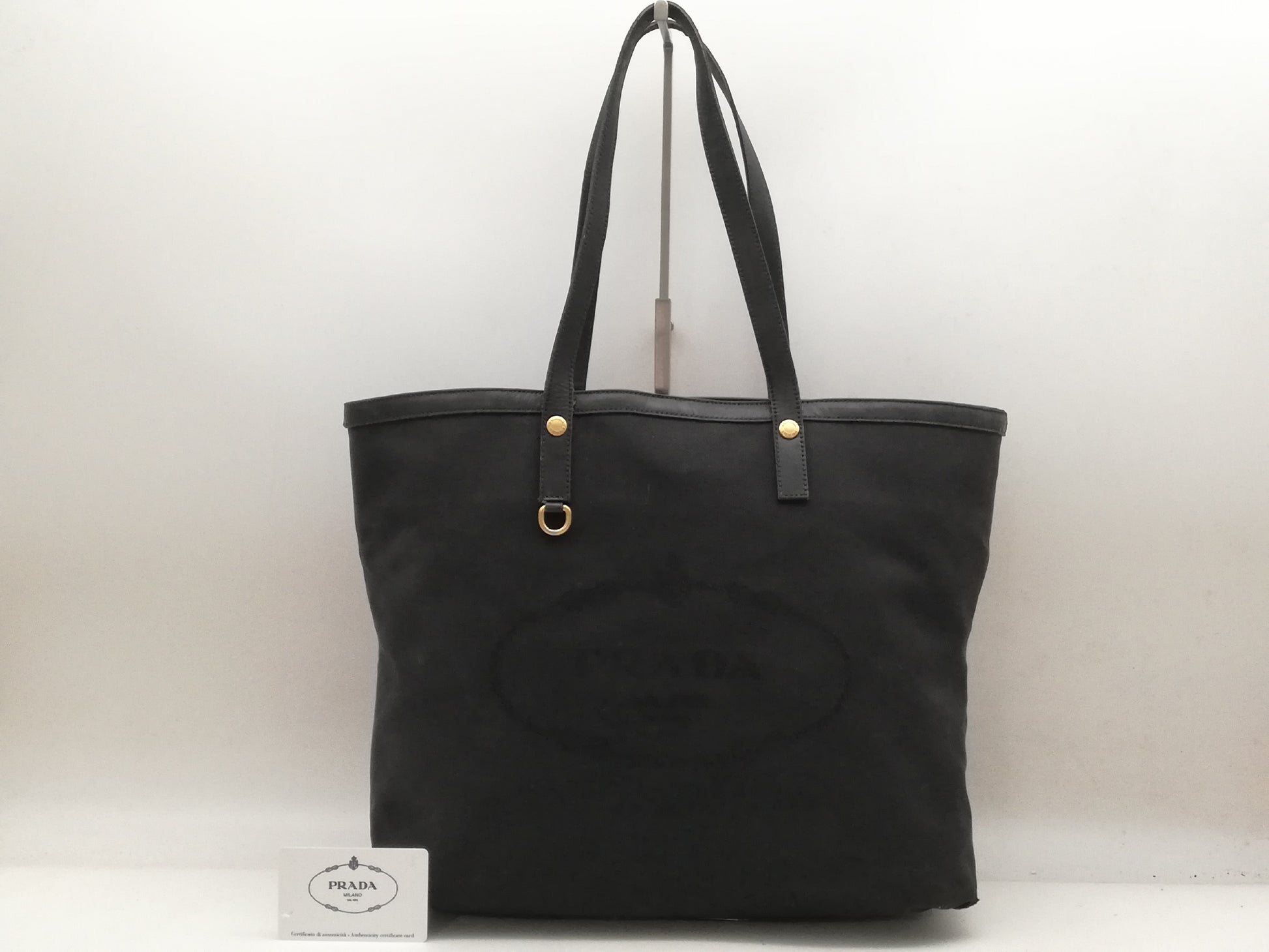 PRADA Logo Jacquard Black Tote Bag