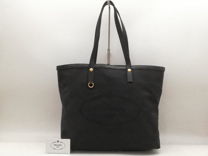 PRADA Logo Jacquard Black Tote Bag