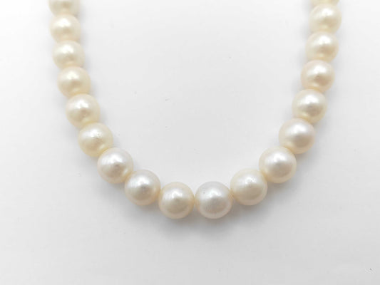 Pearl Necklace, Diameter: Approx. 9.0-9.4mm, Sterling Silver, 50.9g 