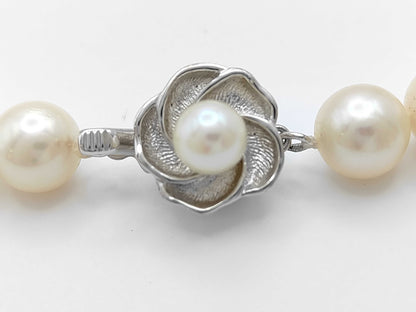 Pearl Necklace, Diameter: Approx. 9.0-9.4mm, Sterling Silver, 50.9g 