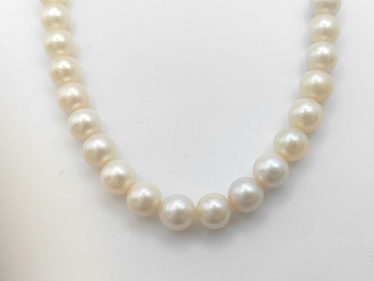 Pearl Necklace, Diameter: Approx. 9.0-9.4mm, Sterling Silver, 50.9g 