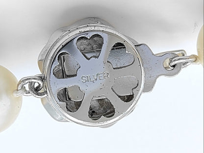 Pearl Necklace, Diameter: Approx. 9.0-9.4mm, Sterling Silver, 50.9g 