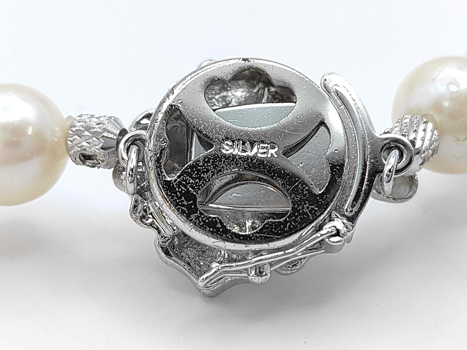 Pearl Necklace, Diameter: Approx. 8.0-8.4mm, Sterling Silver, 42.6g 