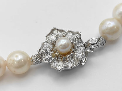 Pearl Necklace, Diameter: Approx. 8.0-8.4mm, Sterling Silver, 42.6g 