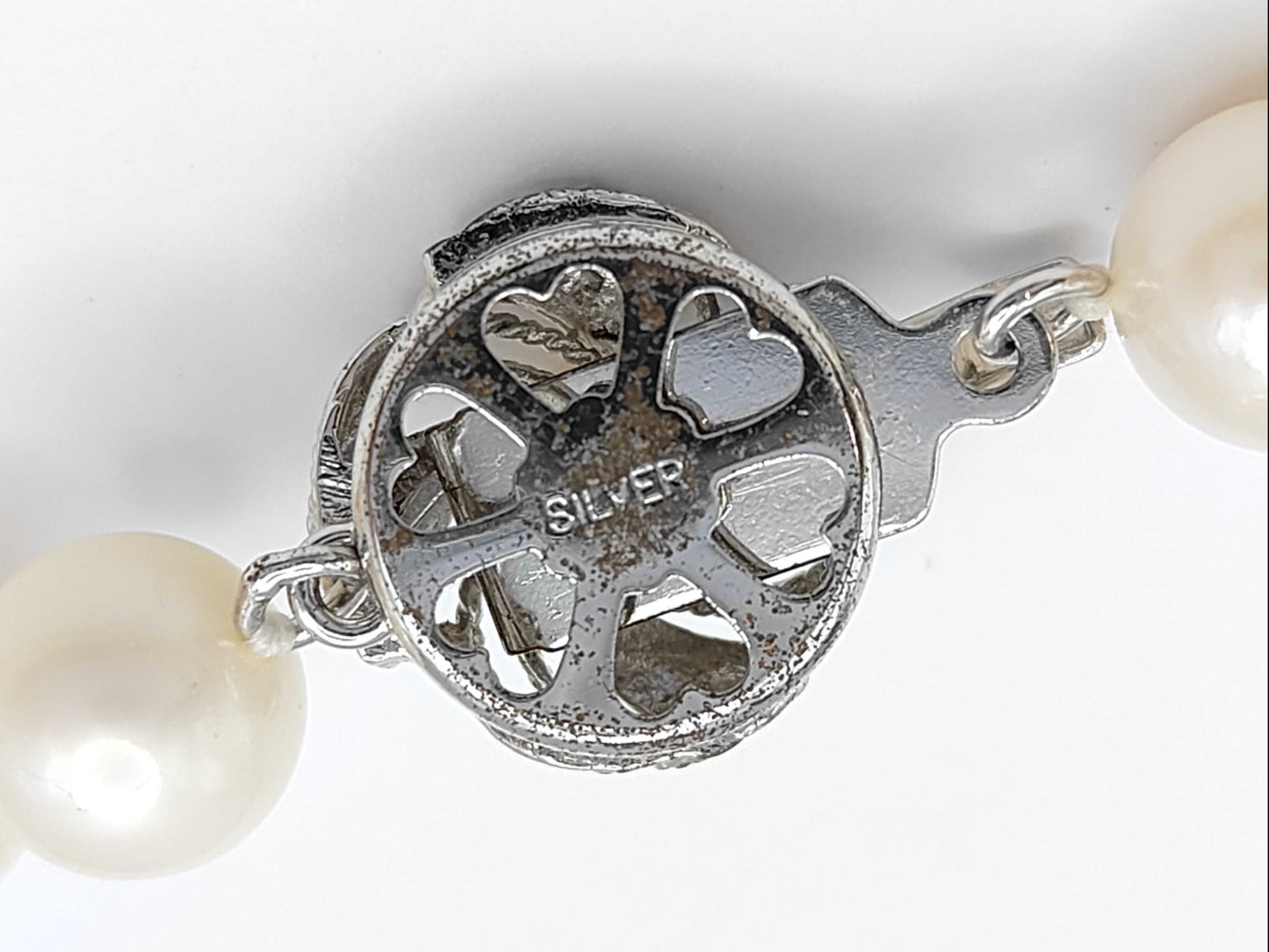 Pearl Necklace, Diameter: Approx. 8.0-8.4mm, Sterling Silver, 42.8g 