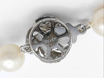 Pearl Necklace, Diameter: Approx. 8.0-8.4mm, Sterling Silver, 42.8g 