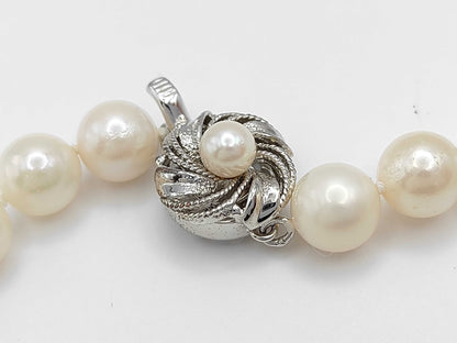 Pearl Necklace, Diameter: Approx. 8.0-8.4mm, Sterling Silver, 42.8g 