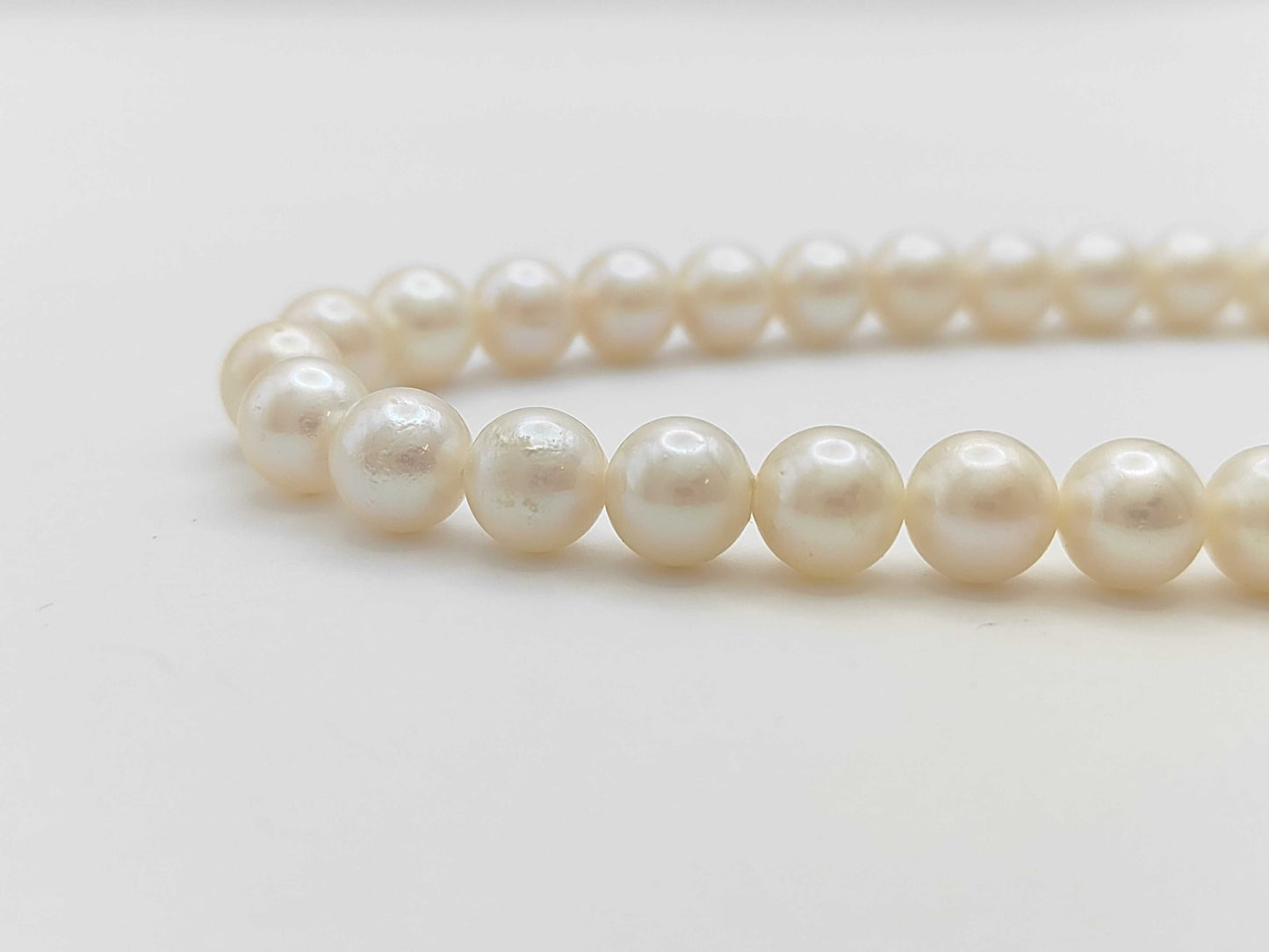 Pearl Necklace, Diameter: Approx. 7.5-7.9mm, Sterling Silver, 38.2g 