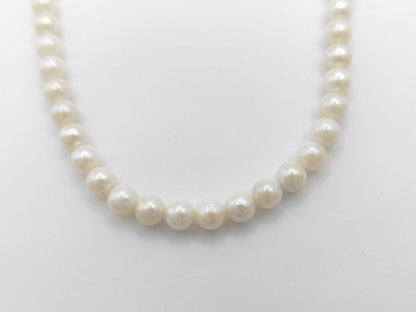 Long Pearl Necklace, Diameter 7.0-7.4mm, Sterling Silver, 92.6g 