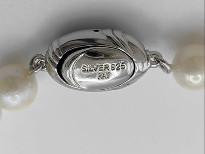 Long Pearl Necklace, Diameter 7.0-7.4mm, Sterling Silver, 92.6g 