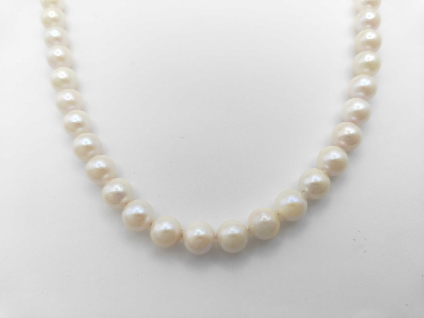 Pearl Necklace, Diameter: Approx. 7.5-7.9mm, Sterling Silver, 37.9g ​​