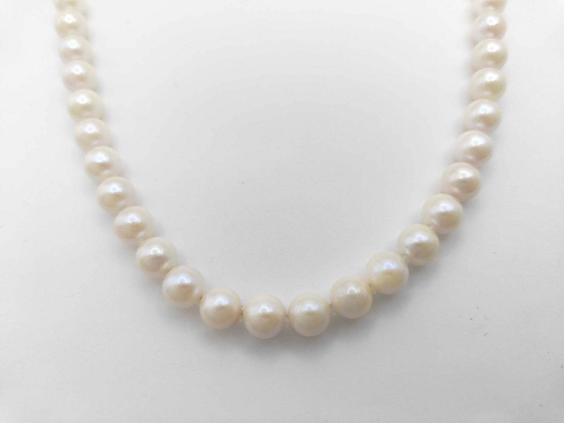 Pearl Necklace, Diameter: Approx. 7.5-7.9mm, Sterling Silver, 37.9g ​​