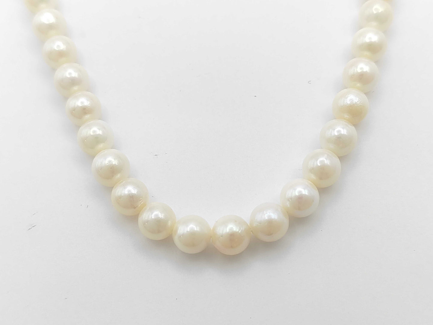 Pearl Necklace, Diameter: Approx. 6.5-6.9mm, Sterling Silver, 28.2g 
