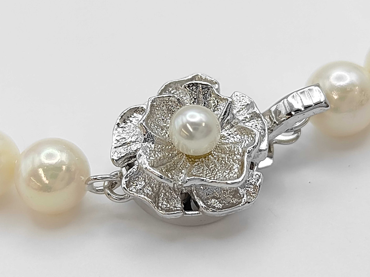 Pearl Necklace, Diameter: Approx. 6.5-6.9mm, Sterling Silver, 28.2g 