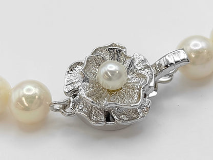 Pearl Necklace, Diameter: Approx. 6.5-6.9mm, Sterling Silver, 28.2g 