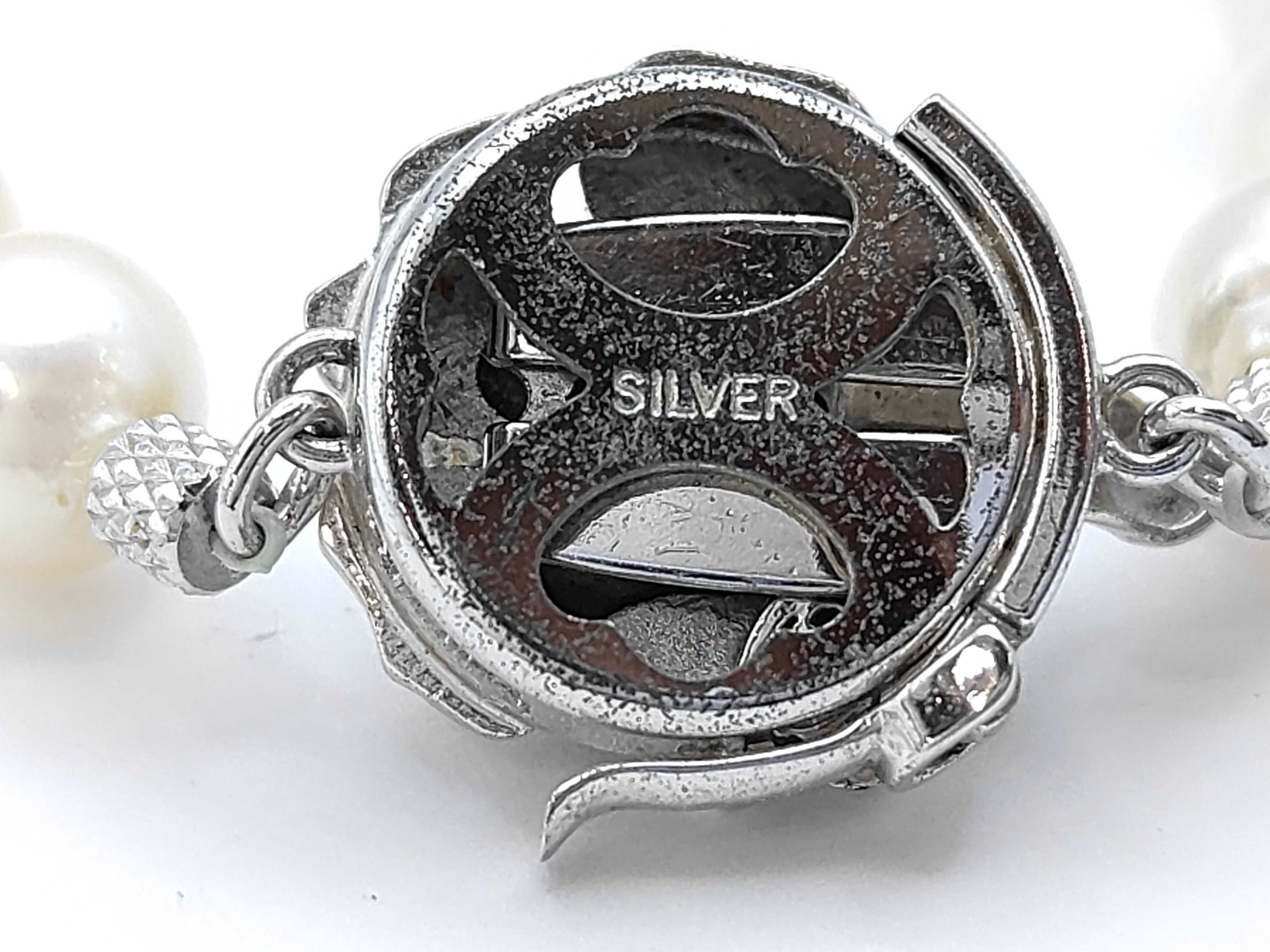 Semi-Round Pearl Necklace, Diameter: Approx. 7.0-7.4mm, Sterling Silver, 31.9g 