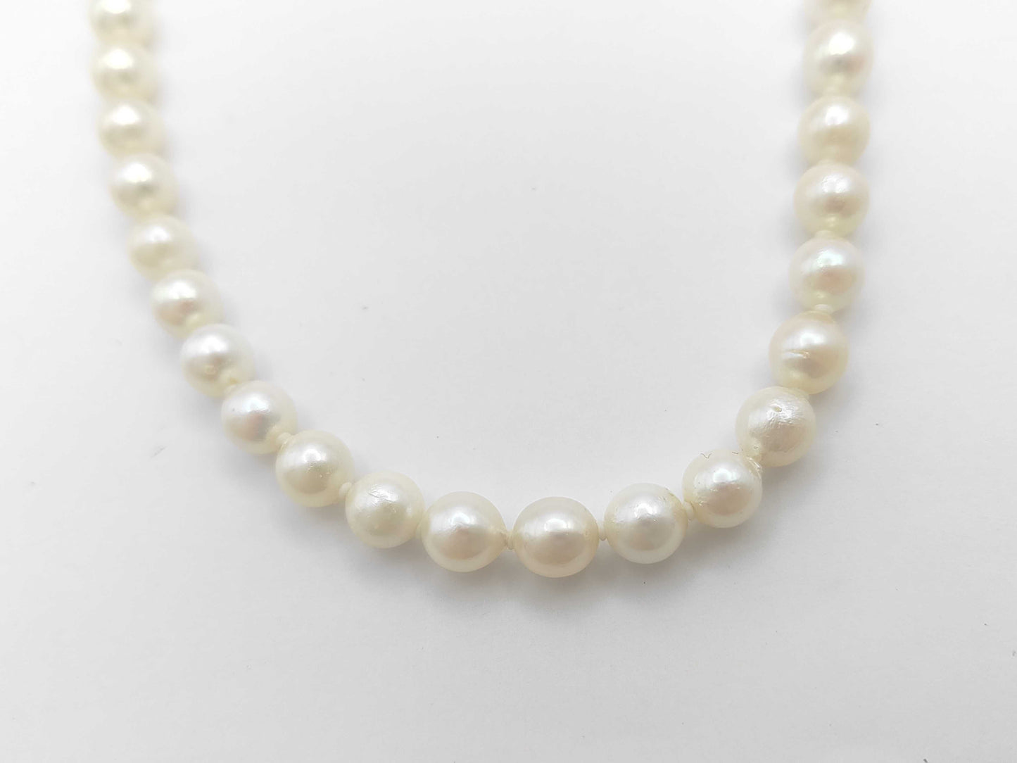 Semi-Round Pearl Necklace, Diameter: Approx. 7.0-7.4mm, Sterling Silver, 31.9g 