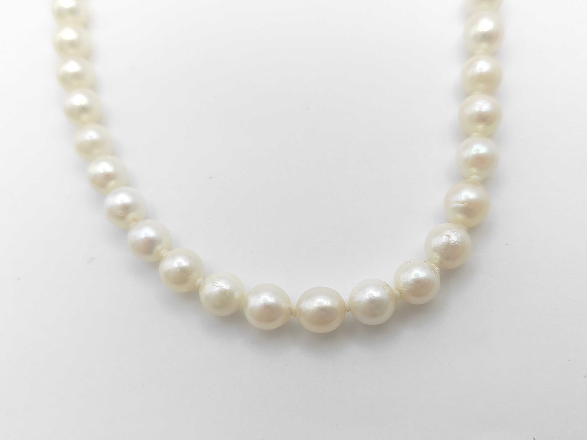 Semi-Round Pearl Necklace, Diameter: Approx. 7.0-7.4mm, Sterling Silver, 31.9g 