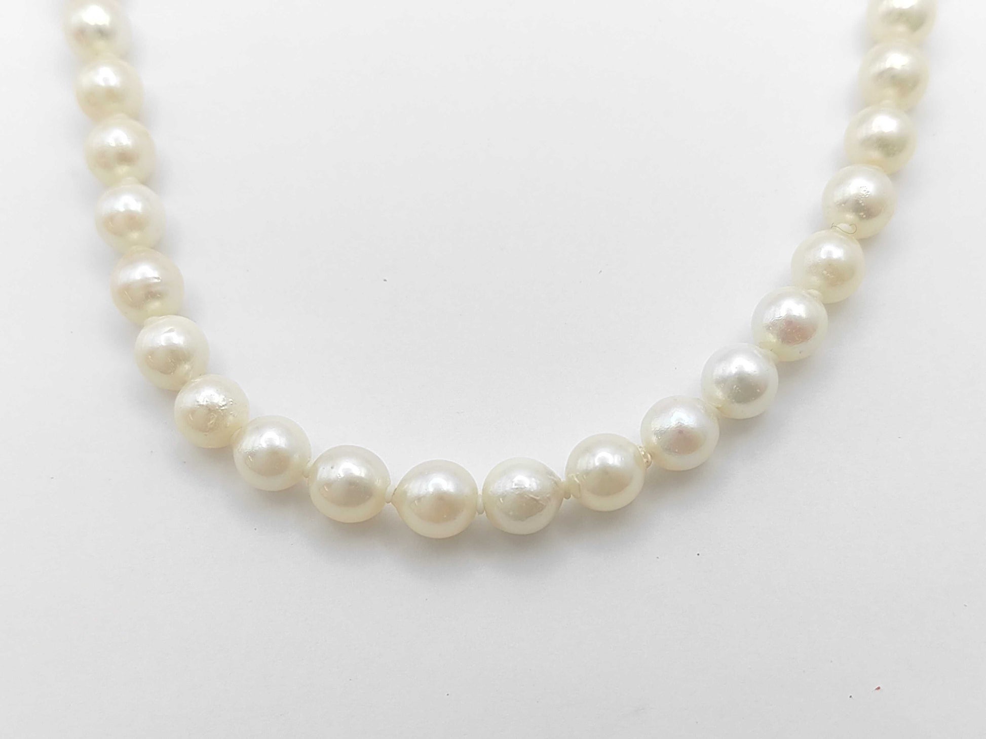 Semi-Round Pearl Necklace, Diameter: Approx. 7.0-7.4mm, Sterling Silver, 31.9g 